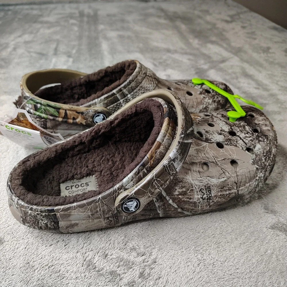 Crocs Classic Lined Realtree Edge Camo Clogs Mens 7‎ Wmns 9 Hunting 205377-280